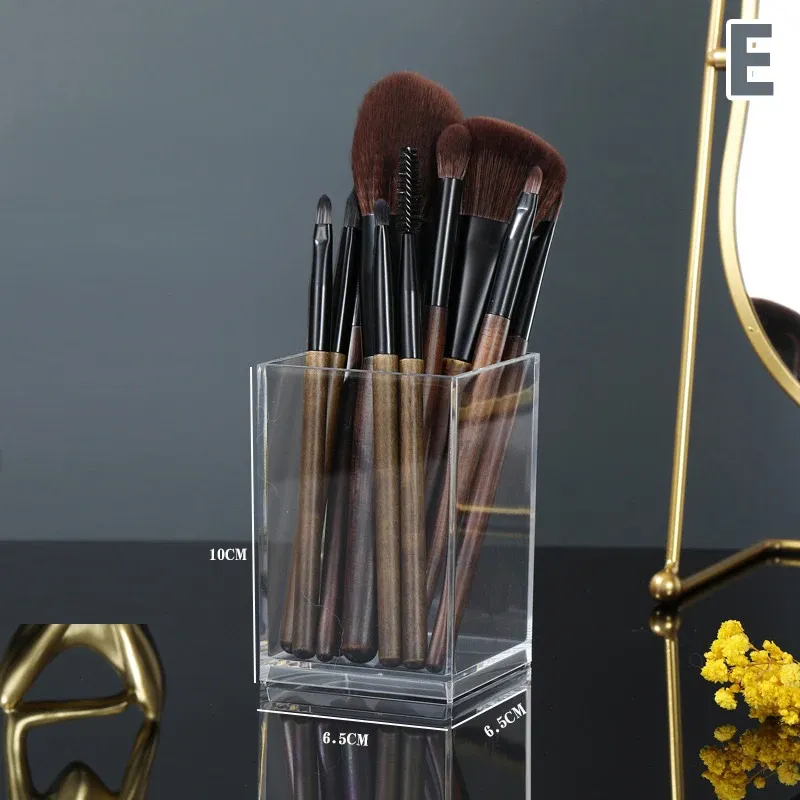 Boîte de rangement cosmétique transparente en acrylique avec support pour pinceaux, rouge à lèvres et crayons à sourcils 7