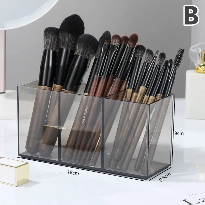 Boîte de rangement cosmétique transparente en acrylique avec support pour pinceaux, rouge à lèvres et crayons à sourcils 9