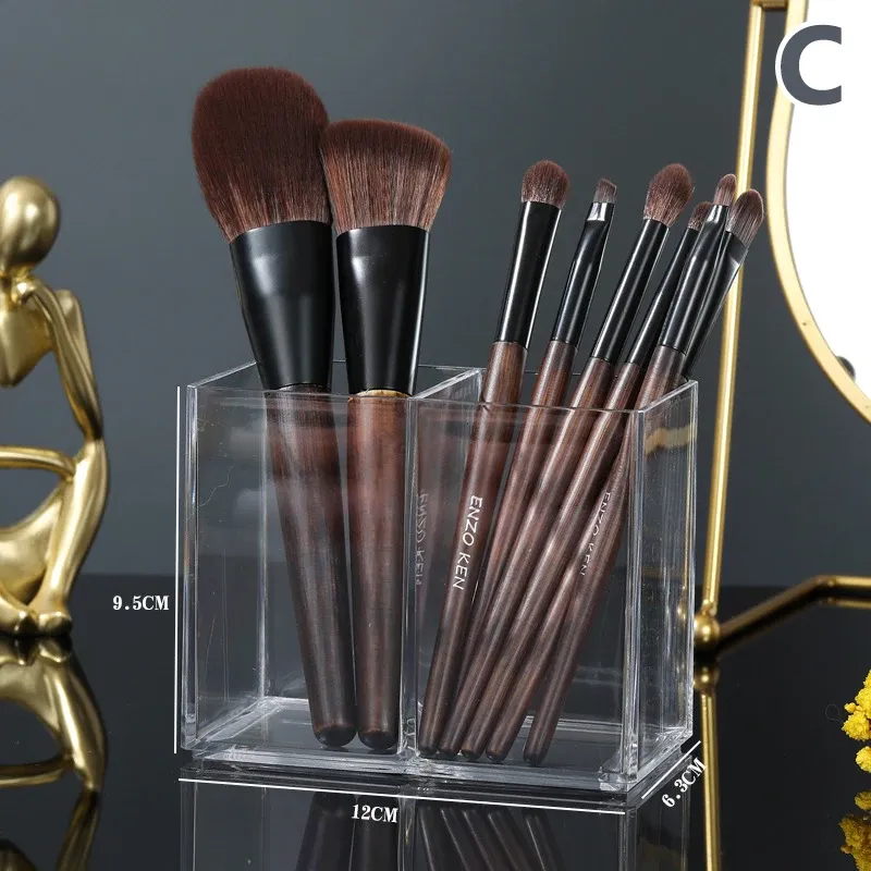 Boîte de rangement cosmétique transparente en acrylique avec support pour pinceaux, rouge à lèvres et crayons à sourcils 10