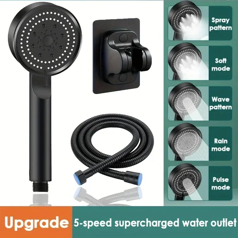 Pommeau de douche haute pression à 5 modes, économie d'eau, avec accessoires