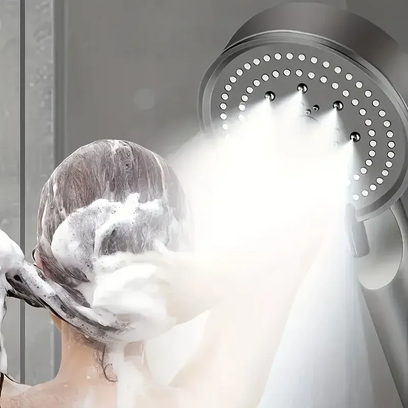 Pommeau de douche haute pression à 5 modes, économie d'eau, avec accessoires 2