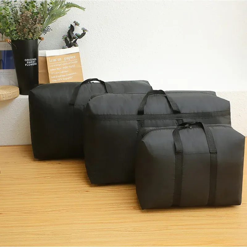 Sac de voyage pliable grande capacité, imperméable en polyester, pour vêtements et couettes 4