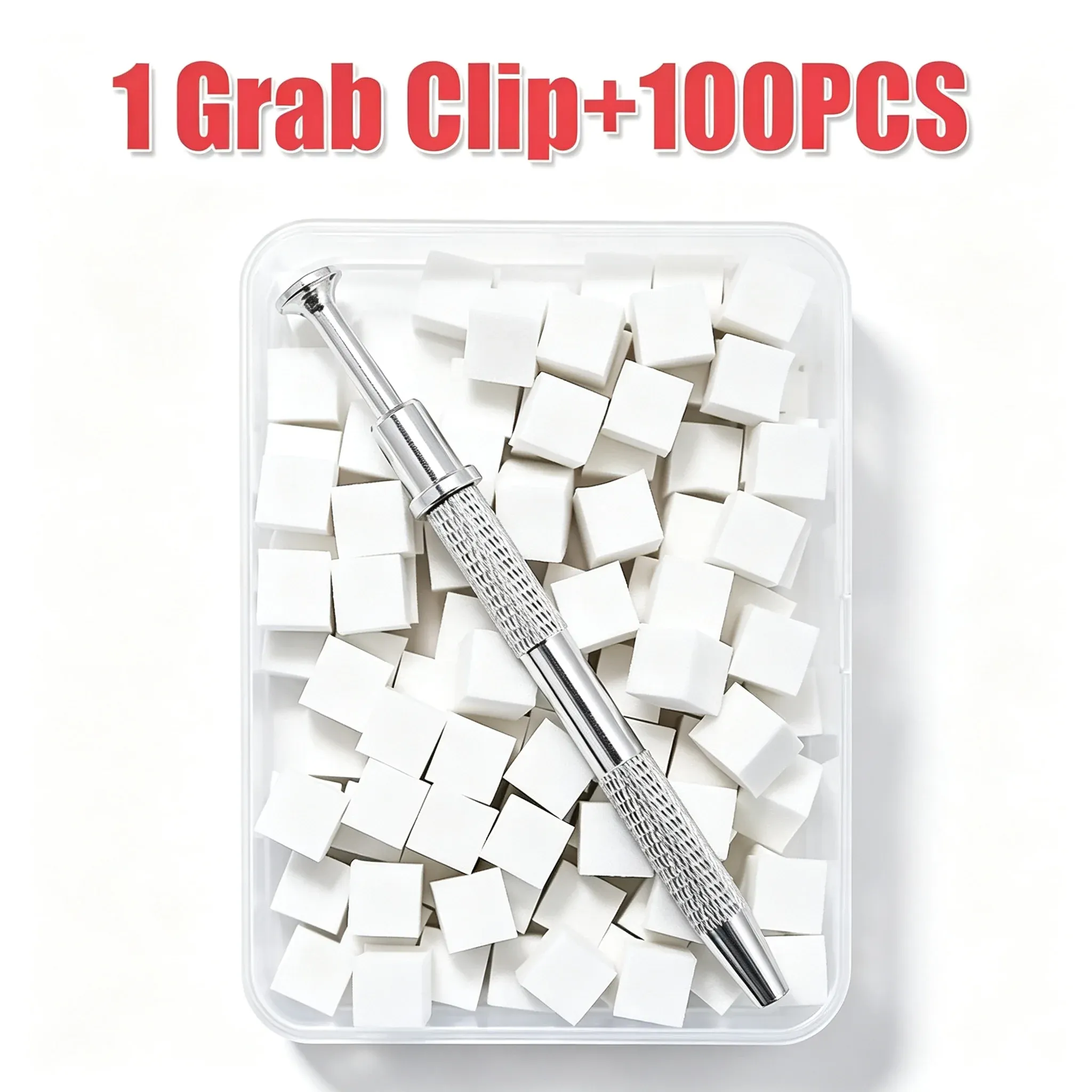Ensemble d'éponges pour nail art (50 ou 200 pièces) avec pince en acier inoxydable 8