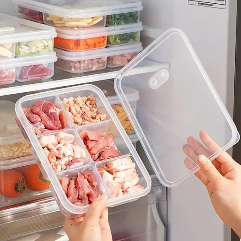 Boîte de rangement transparente pour réfrigérateur, ouverture