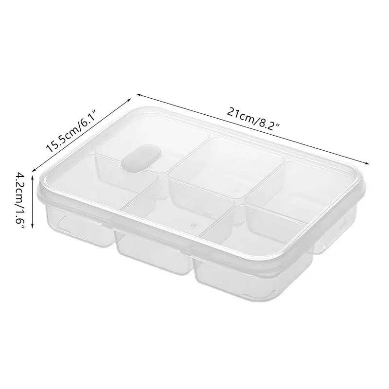 Bac de rangement pour réfrigérateur, lot de 4 à 6 pièces, organisateur pour aliments, légumes et fruits, panier égouttoir transparent pour viande, oignons et gingembre 7