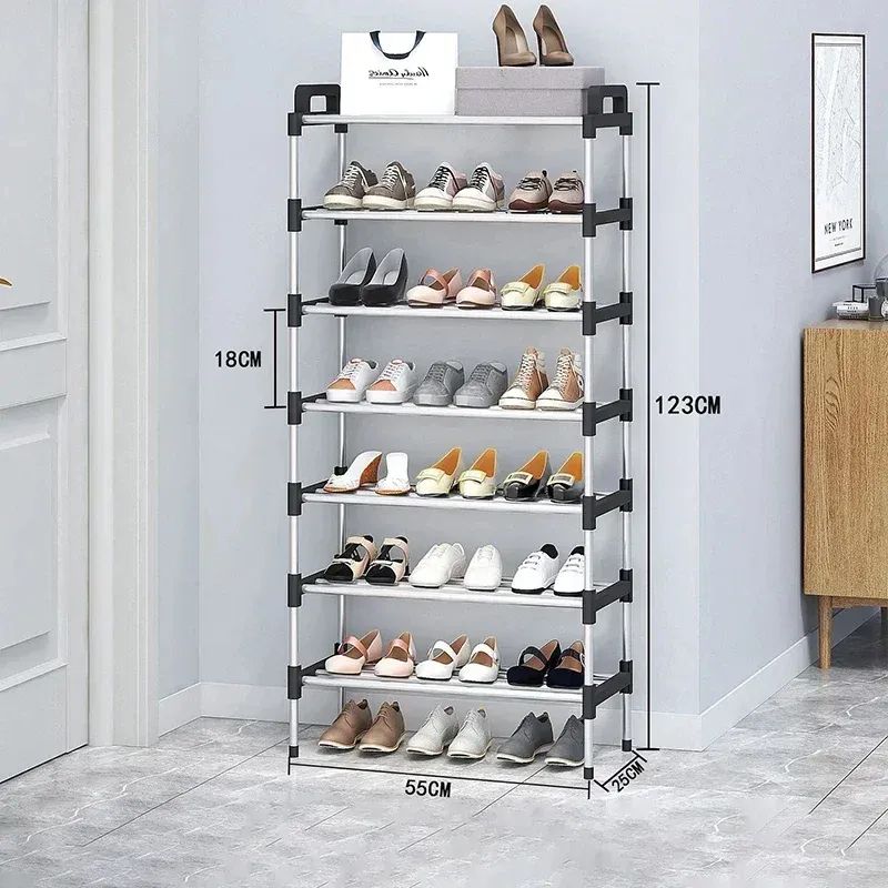 Porte-chaussures 7 niveaux anti-poussière, peu encombrant et à montage rapide 7