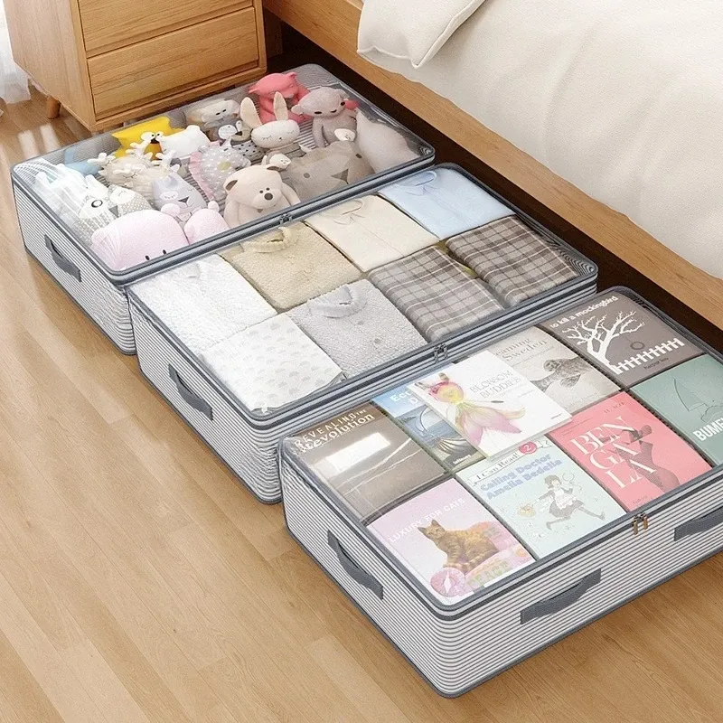 Rangement sous le lit avec sac organisateur