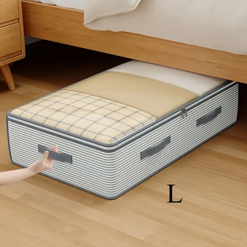 Grand sac de rangement en tissu non tissé robuste avec fenêtre transparente, organisateur de vêtements multicouche pour penderie, à glisser sous le lit 8
