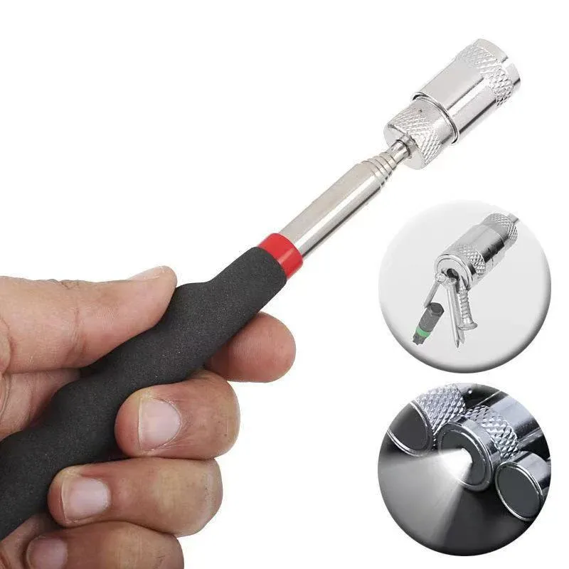 Mini stylo magnétique télescopique portable avec lumière, pour le ramassage de boulons et écrous, tige extensible 2
