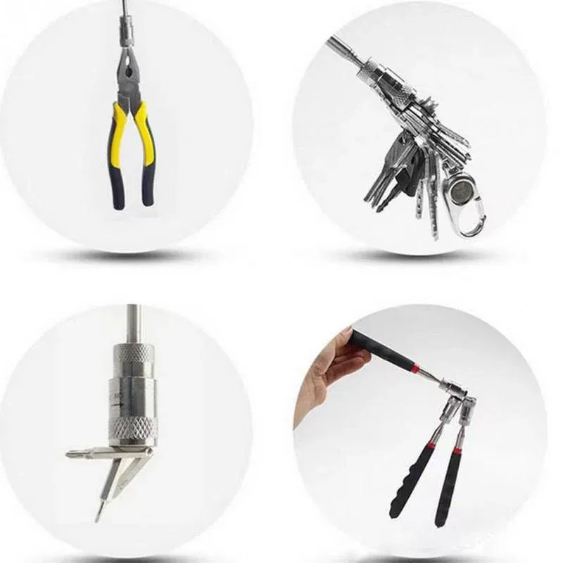 Mini stylo magnétique télescopique portable avec lumière, pour le ramassage de boulons et écrous, tige extensible 3