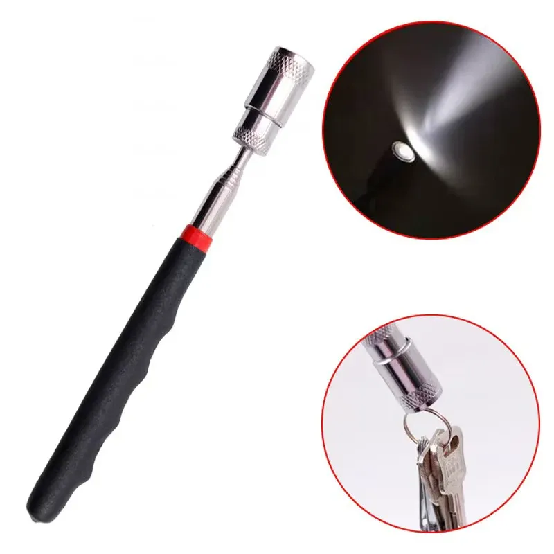 Mini stylo magnétique télescopique portable avec lumière, pour le ramassage de boulons et écrous, tige extensible 4