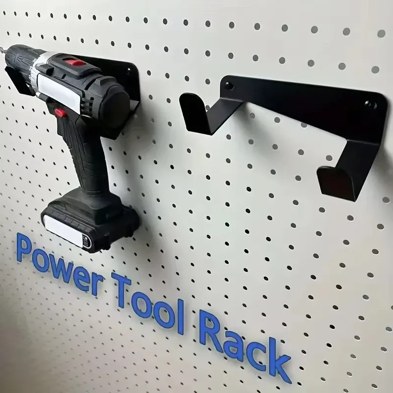 Support mural métallique pour outils électriques, organisateur de rangement pour perceuse, panneau perforé pour établi de garage 1