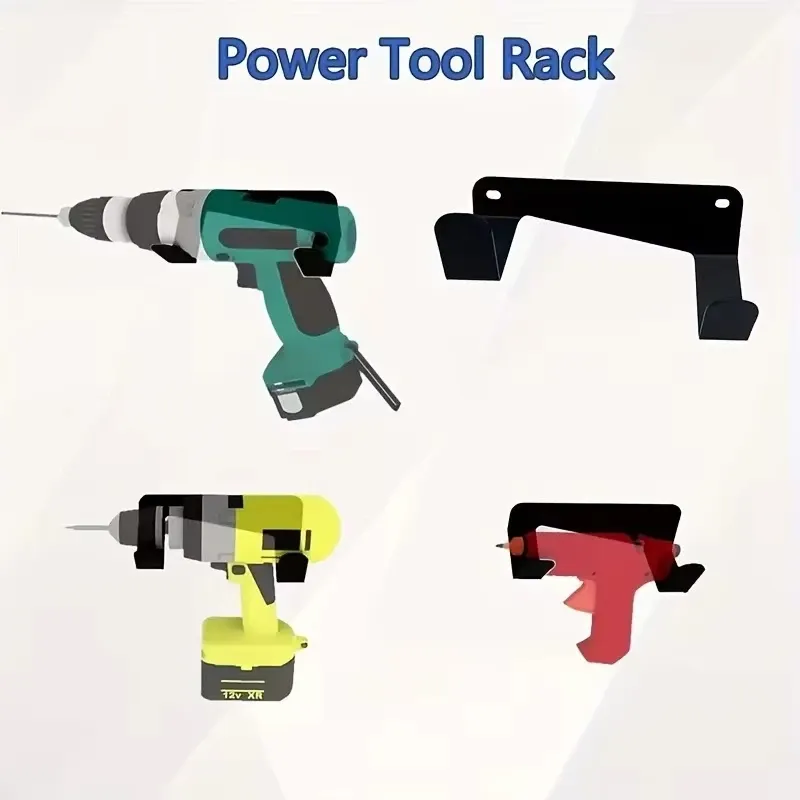 Support mural métallique pour outils électriques, organisateur de rangement pour perceuse, panneau perforé pour établi de garage 5