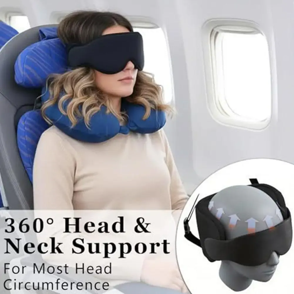 Oreiller de voyage pour le cou avec masque oculaire occultant, respirant et à soutien fixe pour le sommeil 3