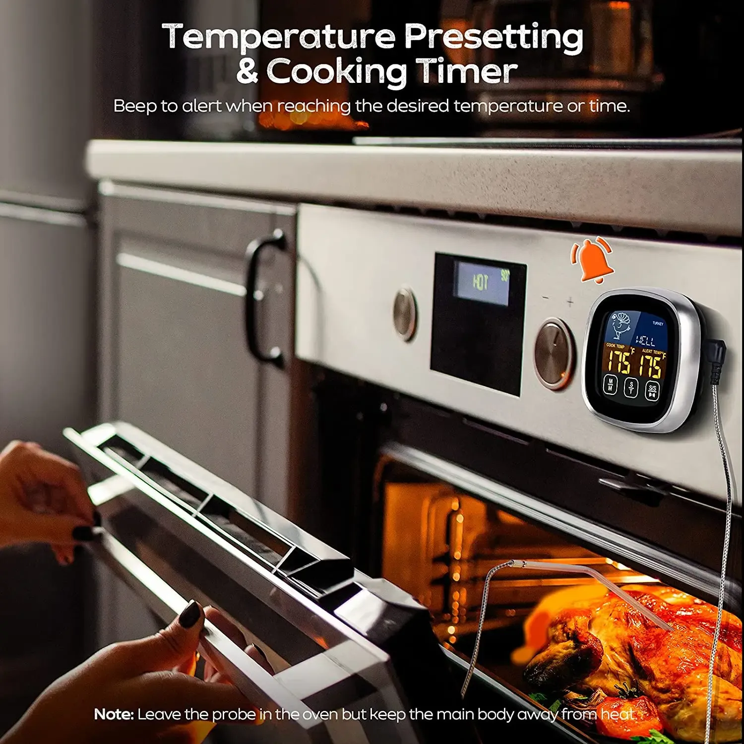 Thermomètre de cuisine en situation d'utilisation