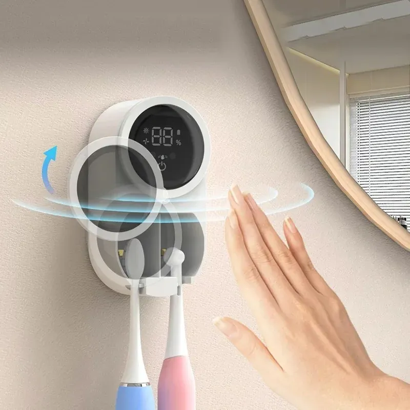 Stérilisateur de brosses à dents avec support mural, porte-brosse à dents à détection automatique et 2 emplacements 2