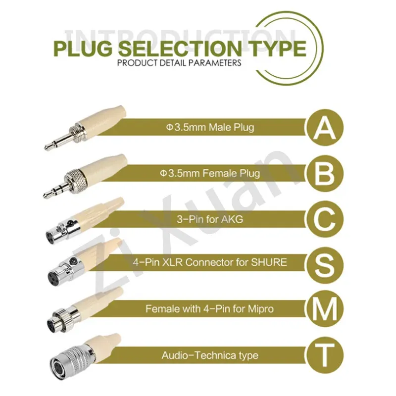 Capsule de microphone unidirectionnel pour serre-tête compatible Shure, Sennheiser, AKG, MiPro et Audio-Technica, connecteur TA4F 3 et 4 broches, verrouillage 3,5 mm 4