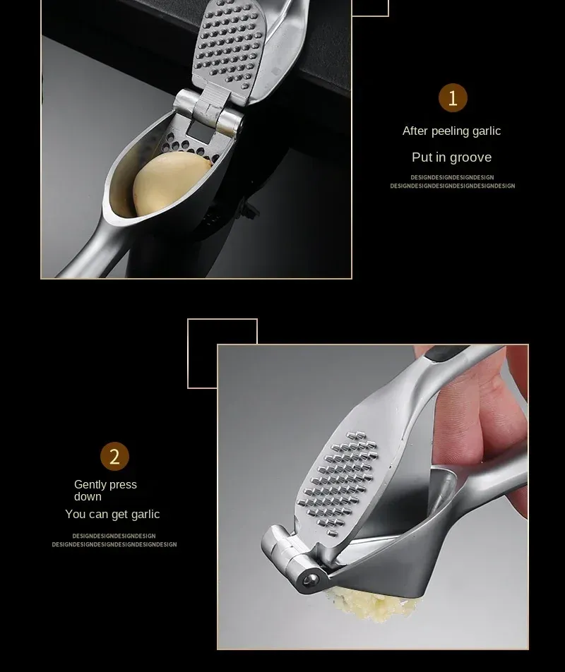 Presse-ail en alliage de zinc, utilisation en cuisine