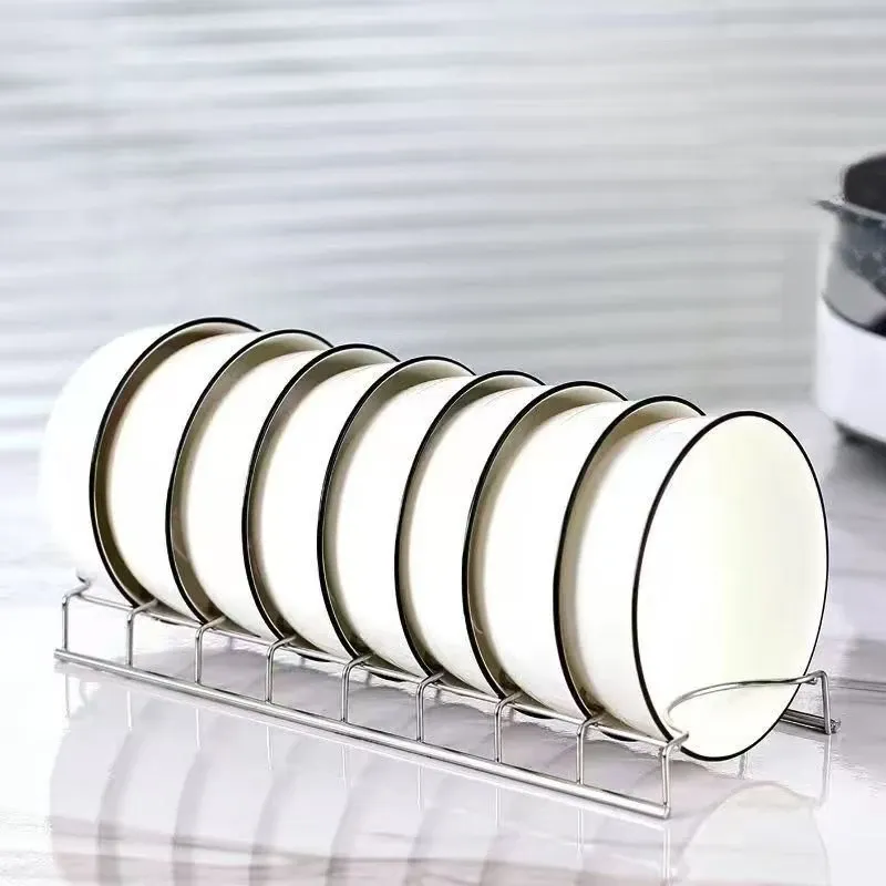 Égouttoir et support de rangement en acier inoxydable pour bols et assiettes, pour armoire de cuisine 6