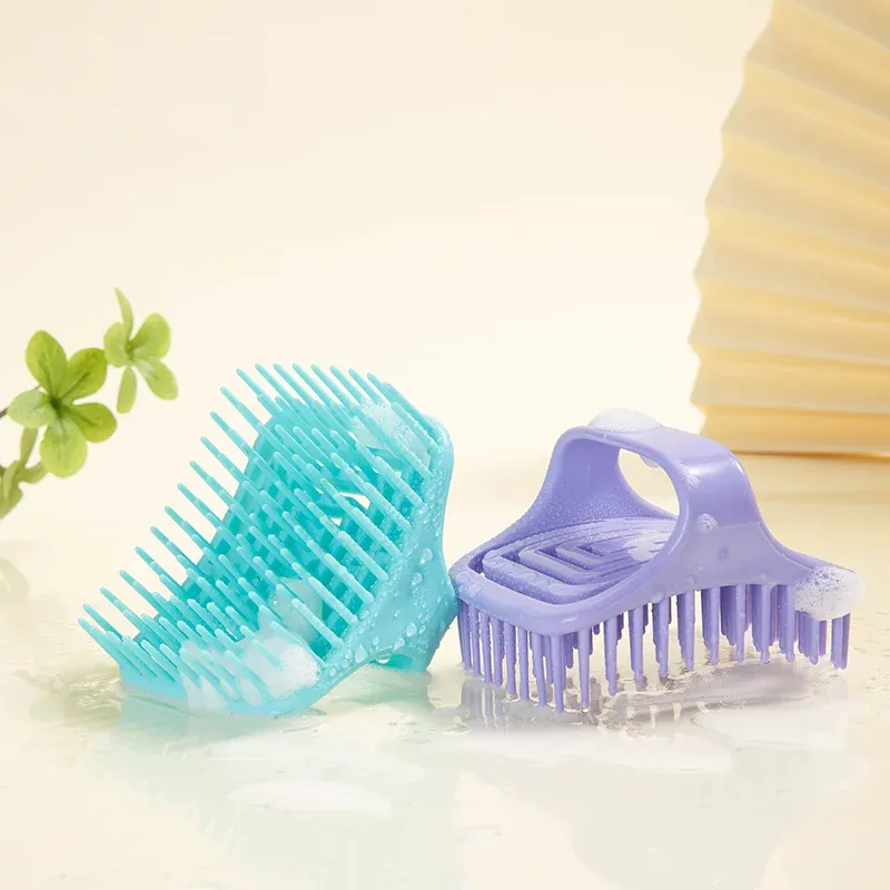 Brosse de massage en silicone pour cuir chevelu, peigne de lavage doux pour shampoing et bain 3