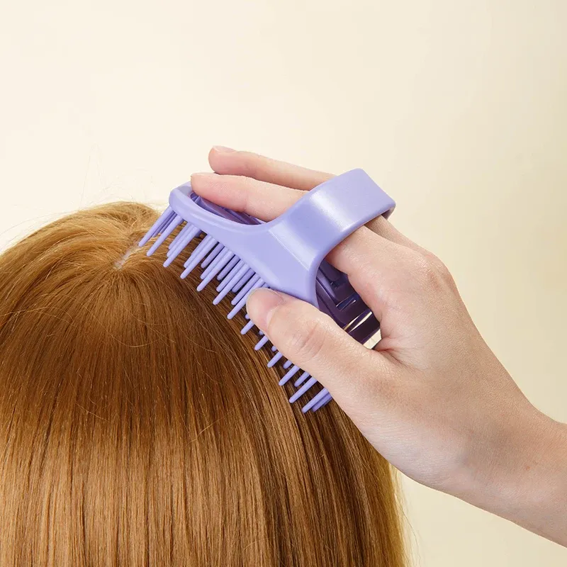 Brosse de massage en silicone pour cuir chevelu, peigne de lavage doux pour shampoing et bain 4