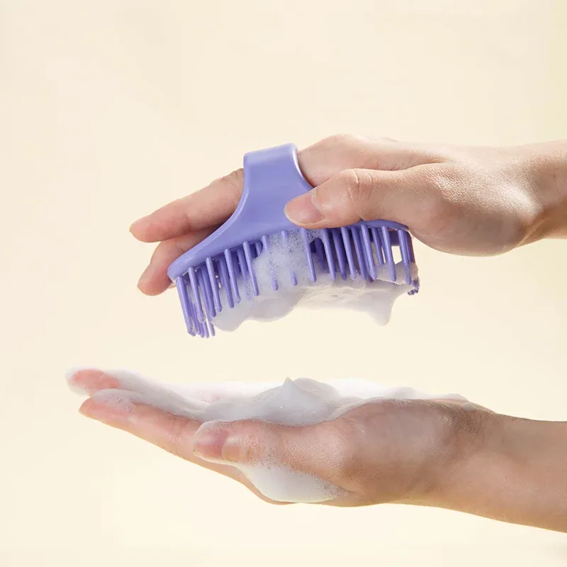 Brosse de massage en silicone pour cuir chevelu, peigne de lavage doux pour shampoing et bain 5