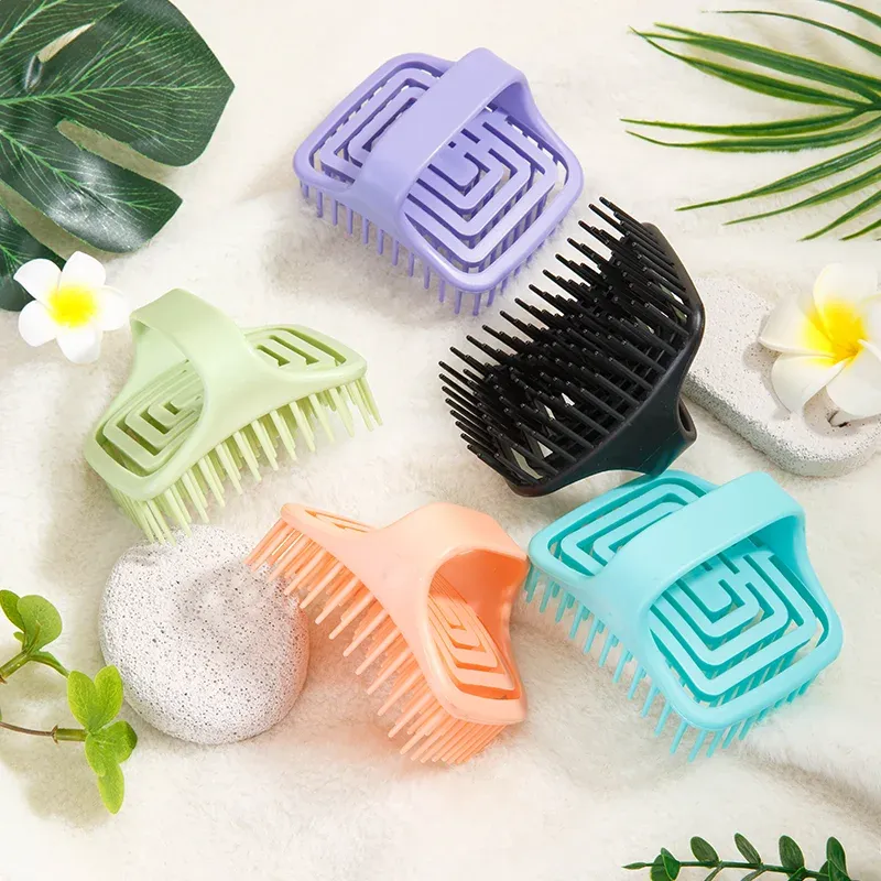 Brosse de massage en silicone pour cuir chevelu, peigne de lavage doux pour shampoing et bain 6