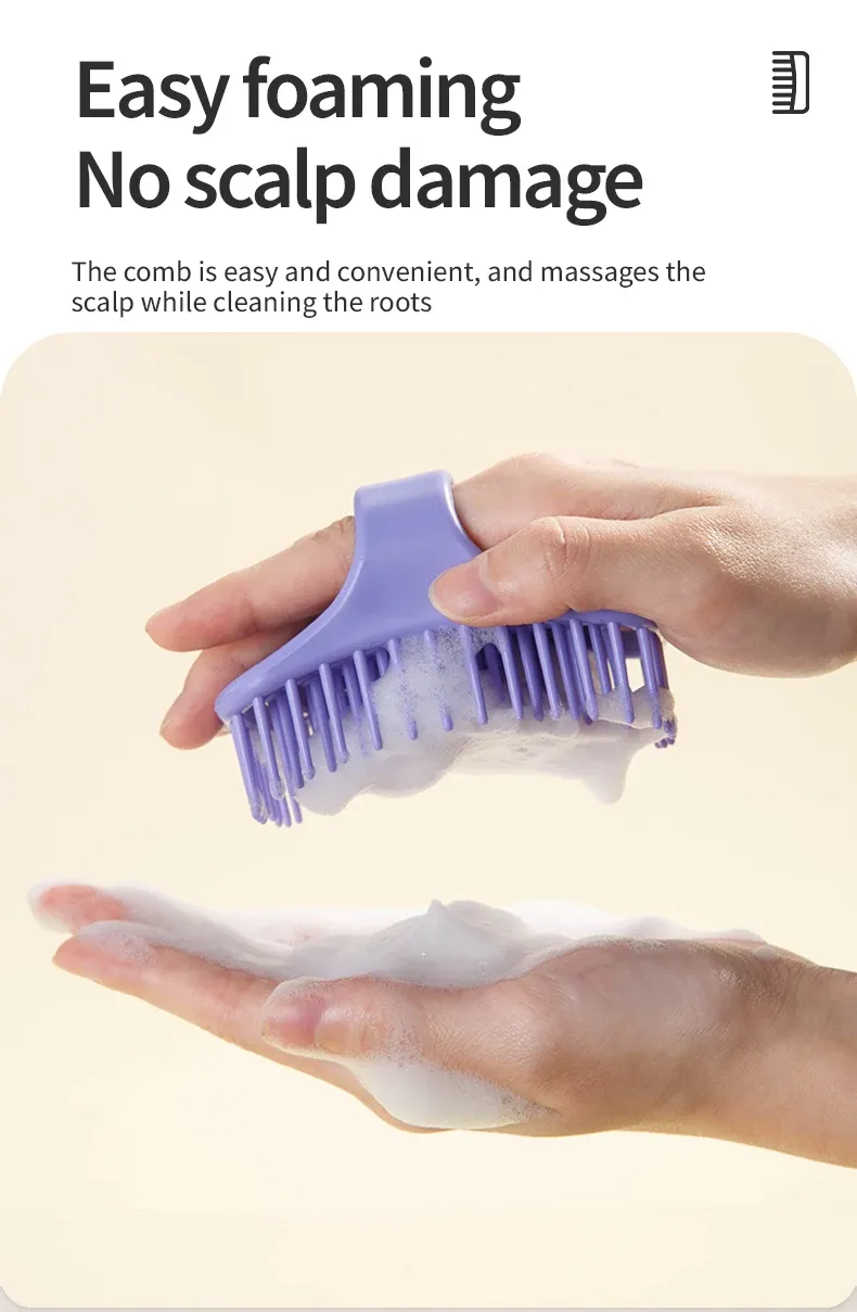 Brosse de massage en silicone utilisée pour le shampoing