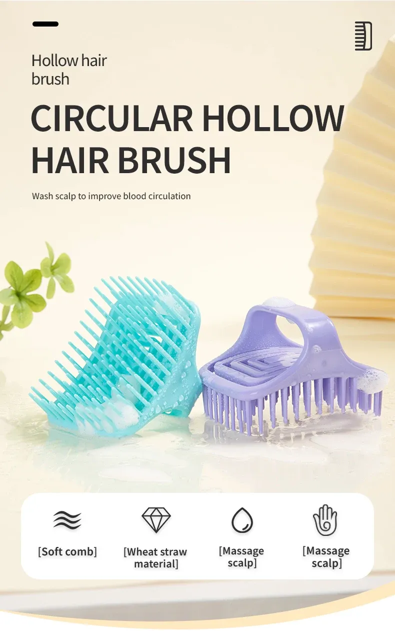 Brosse de massage en silicone pour cuir chevelu, vue d'ensemble