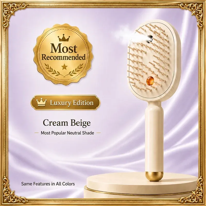 Brosse lissante électrique sans chaleur avec pulvérisation fine, soin à la lumière rouge, utilisation sur cheveux humides et secs, charge rapide 7