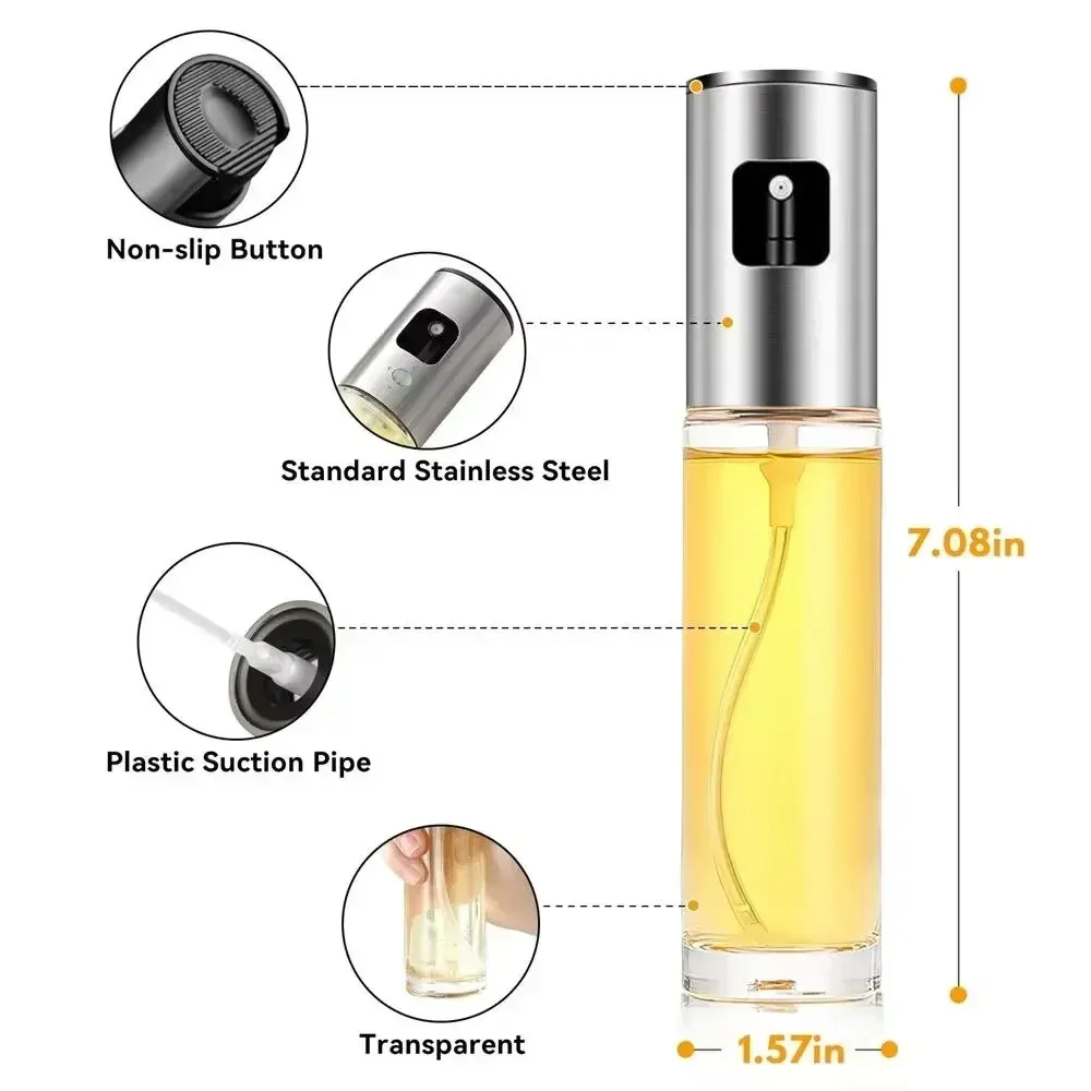 Vaporisateur d'huile en verre pour la cuisson, pulvérisateur d'huile d'olive pour salades et barbecue, bouteille vide pour huile et vinaigre 5