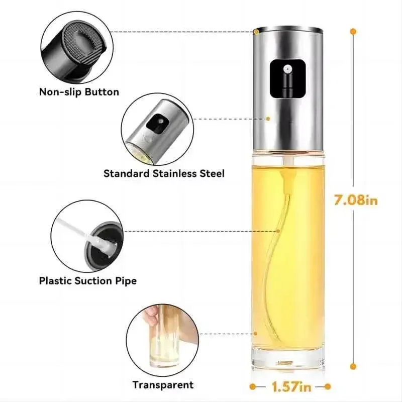 Vaporisateur d'huile en verre pour la cuisson, pulvérisateur d'huile d'olive pour salades et barbecue, bouteille vide pour huile et vinaigre 8
