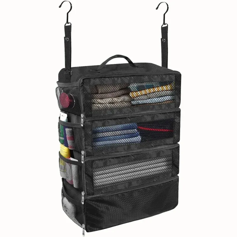 Organisateur de valise grande capacité, cubes de rangement de voyage avec étagère suspendue, sacs pliables pour penderie - Image 1