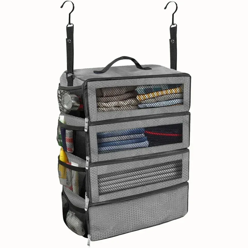 Organisateur de valise grande capacité, cubes de rangement de voyage avec étagère suspendue, sacs pliables pour penderie 9