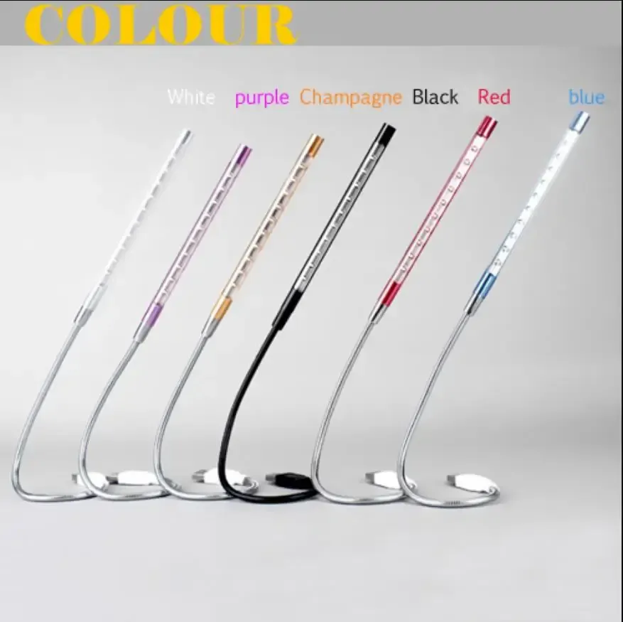 Lampe de lecture LED flexible à pince, alimentation USB, 10 LED, lampe de table pour ordinateur portable 2