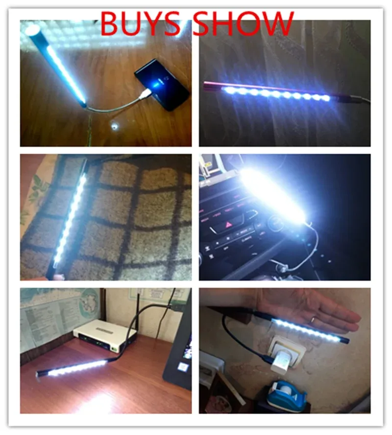 Lampe de lecture LED flexible à pince, alimentation USB, 10 LED, lampe de table pour ordinateur portable 6