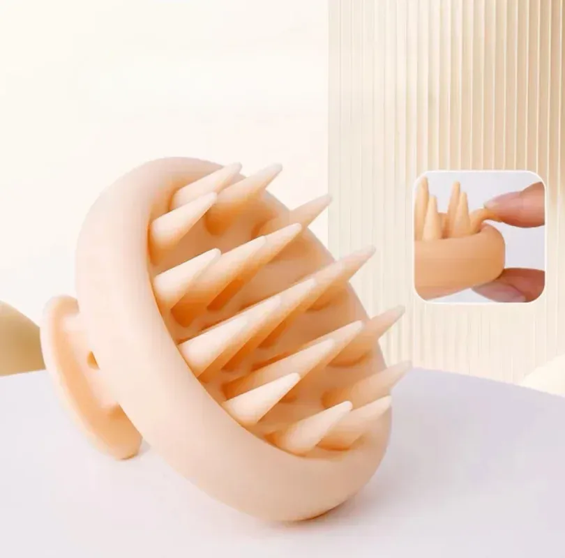 Brosse à shampoing massante pour cuir chevelu en silicone, poils souples, pour femmes et enfants 5