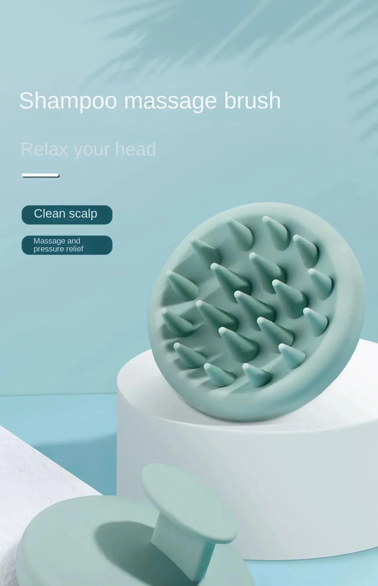Brosse à shampoing en silicone pour massage du cuir chevelu