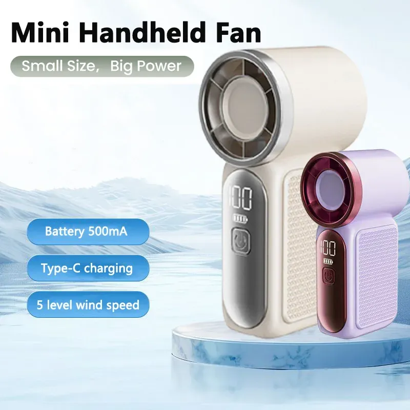 Mini ventilateur portatif rechargeable USB-C à 5 vitesses pour l'extérieur, la maison et le bureau - Image 1