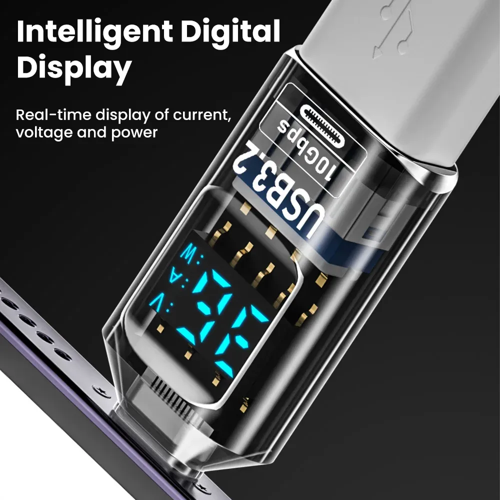 Adaptateur USB 3.2 avec affichage numérique, USB-A vers USB-C, transfert de données et charge rapide 60 W, convertisseur USB-C pour PC, iPhone 15 et Samsung 4