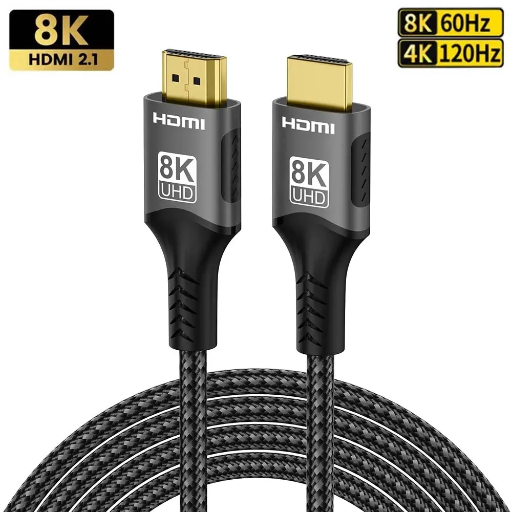Câble HDMI 2.1 8K, compatible, 8K @ 60Hz, 48 Gbps, ARC, HDCP, HDR, ultra haute vitesse, pour câble vidéo RTX, PC, ordinateur portable, projecteur, TV HD 4K @ 120Hz 1