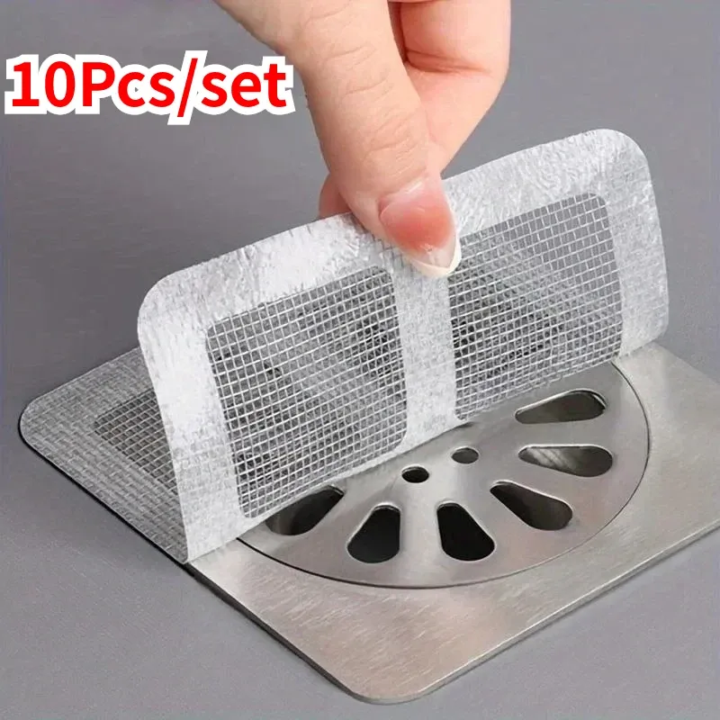 Lot de 10 crépines de douche jetables, filtres anti-cheveux pour évier et bonde de salle de bain et cuisine - Image 1