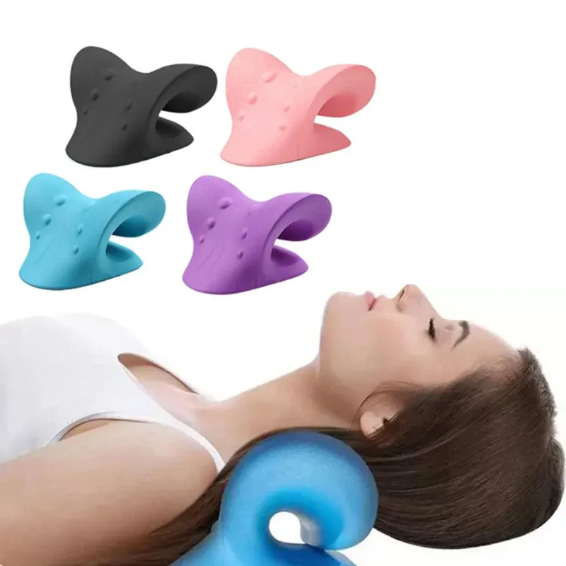 Appareil de traction cervicale extensible pour cou et épaules, oreiller de massage et de correction de la colonne cervicale - Image 1