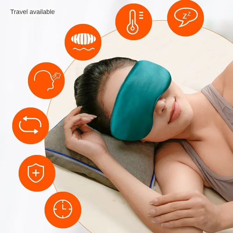 Masque de sommeil en soie, masque chauffant USB pour les yeux, compresse à vapeur chaude, cache-yeux à température électrique réglable, bandeau pour les yeux 3