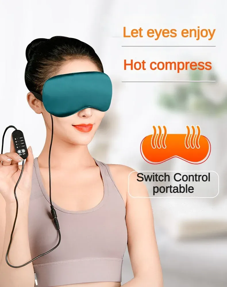 Masque de sommeil en soie chauffant USB, vue d'ensemble