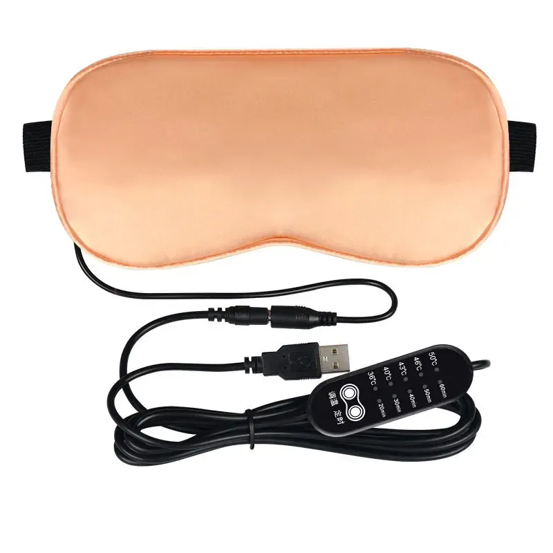Masque de sommeil en soie, masque chauffant USB pour les yeux, compresse à vapeur chaude, cache-yeux à température électrique réglable, bandeau pour les yeux 7