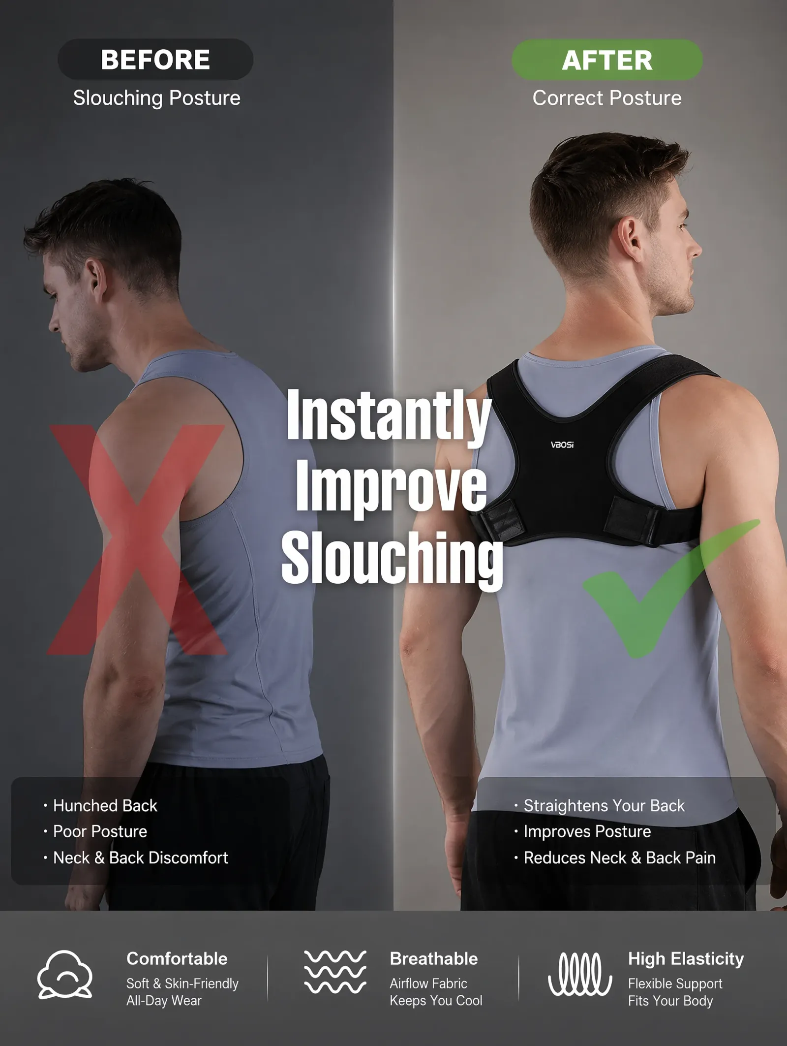 Ceinture de soutien dorsal vue de dos