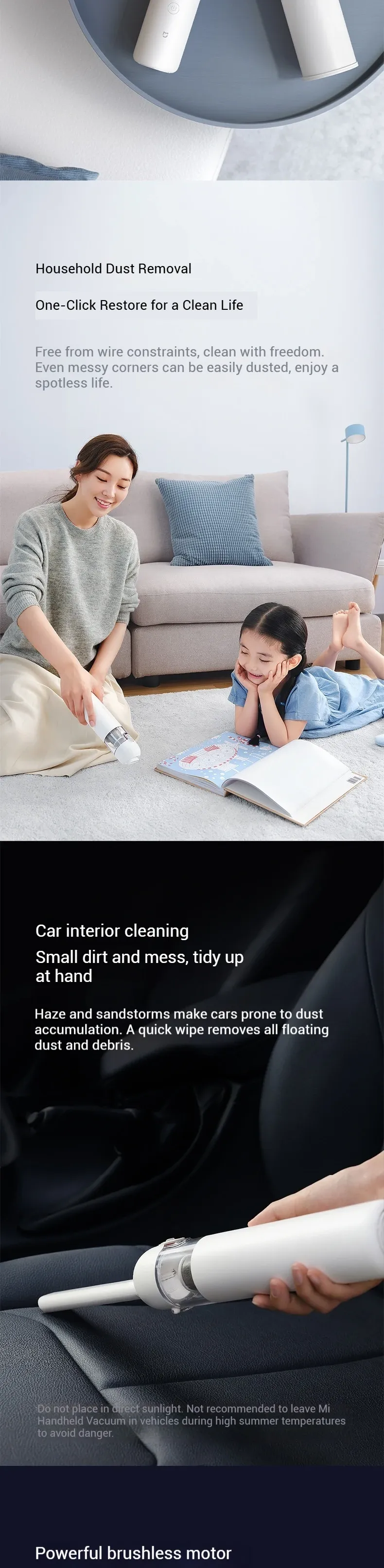 Design compact de l'aspirateur Xiaomi Mijia