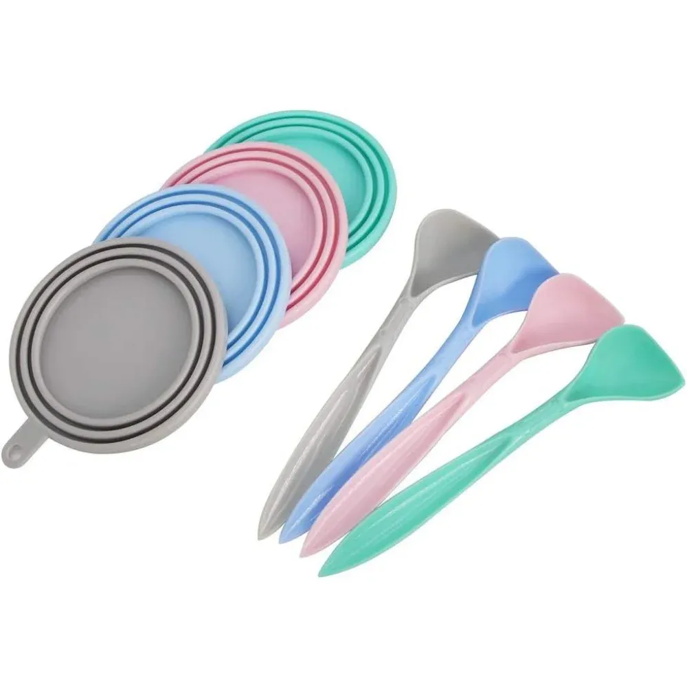 Couvercles universels en silicone pour boîtes de conserve pour animaux de compagnie, avec cuillères réutilisables pour aliments humides pour chats, compatibles avec la plupart des boîtes standard 1