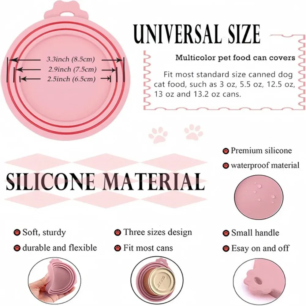 Couvercles universels en silicone pour boîtes de conserve pour animaux de compagnie, avec cuillères réutilisables pour aliments humides pour chats, compatibles avec la plupart des boîtes standard 4